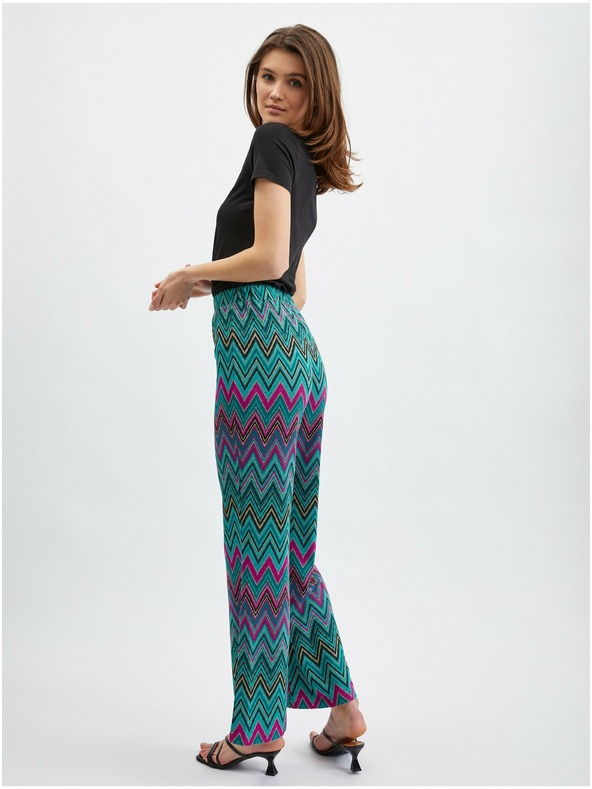 Orsay Rožnato-zelene ženske vzorčaste hlače ORSAY