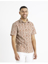 Celio Rjavo-smetanova moška vzorčasta srajca Celio Daprint