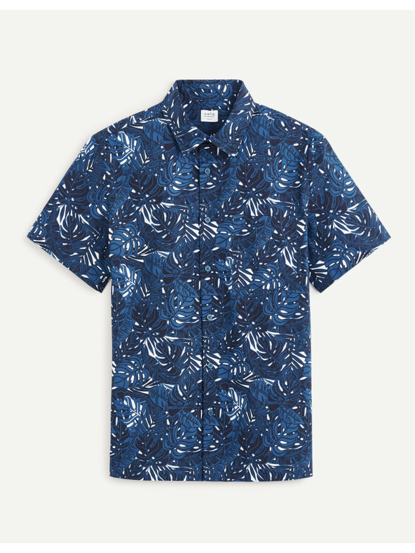 Celio Temno modra moška vzorčasta srajca Celio Daprinti