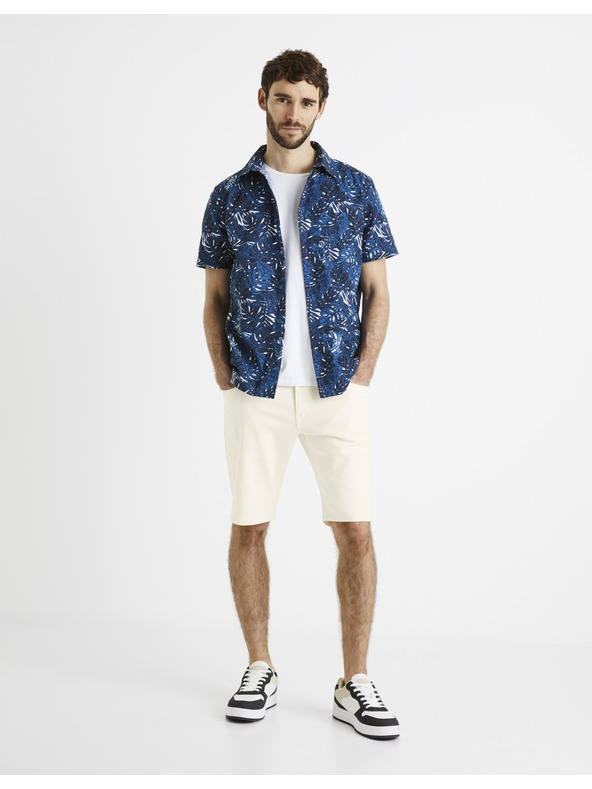 Celio Temno modra moška vzorčasta srajca Celio Daprinti