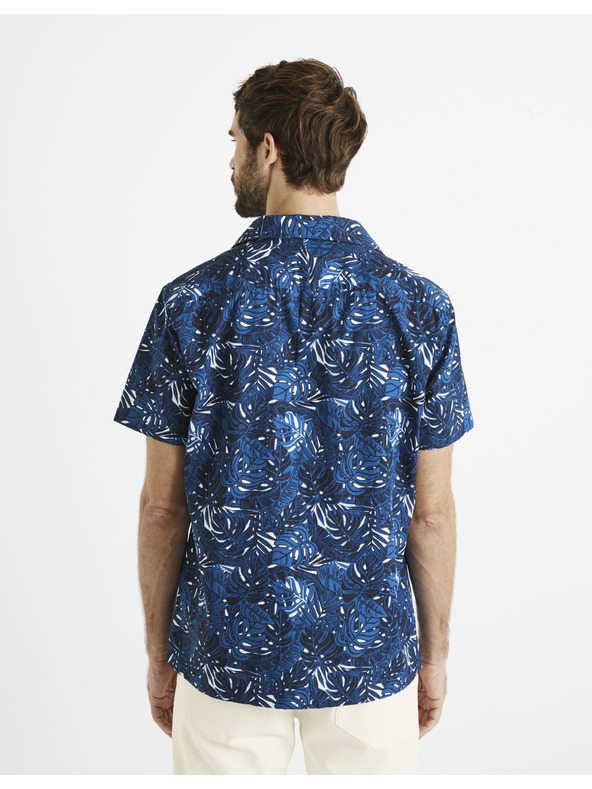 Celio Temno modra moška vzorčasta srajca Celio Daprinti