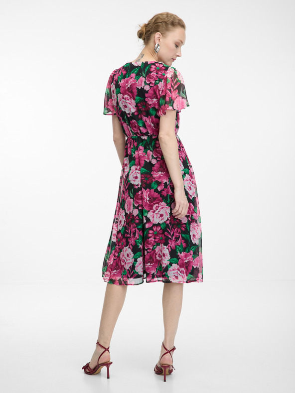 Orsay Črno-rožnata ženska cvetlična obleka ORSAY