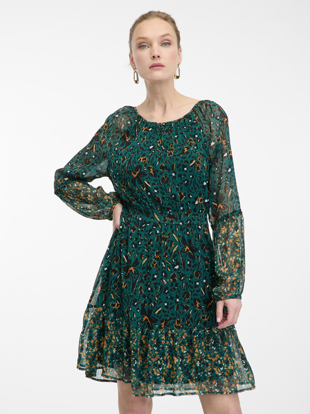 Orsay Petrolejsko zelena ženska vzorčasta obleka ORSAY