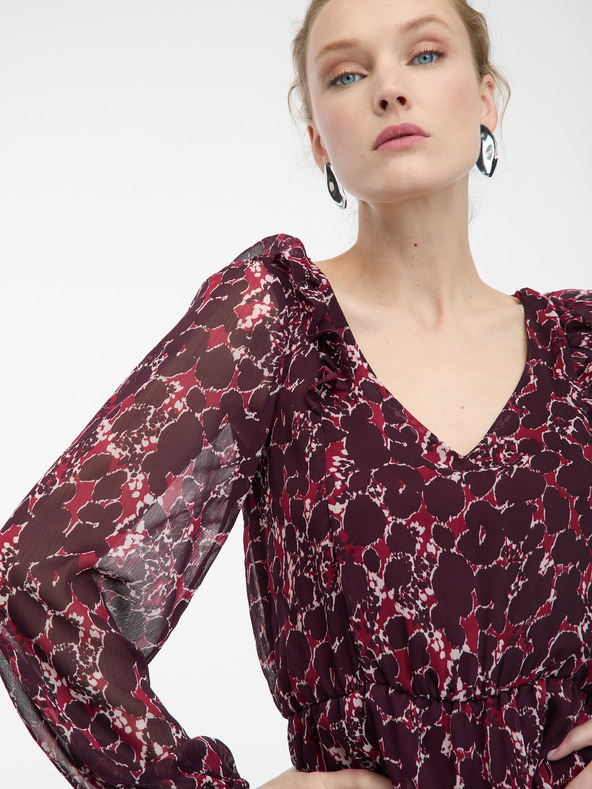 Orsay Vinsko rdeča ženska vzorčasta obleka ORSAY