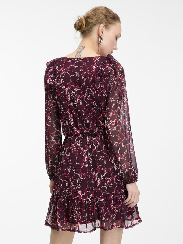 Orsay Vinsko rdeča ženska vzorčasta obleka ORSAY