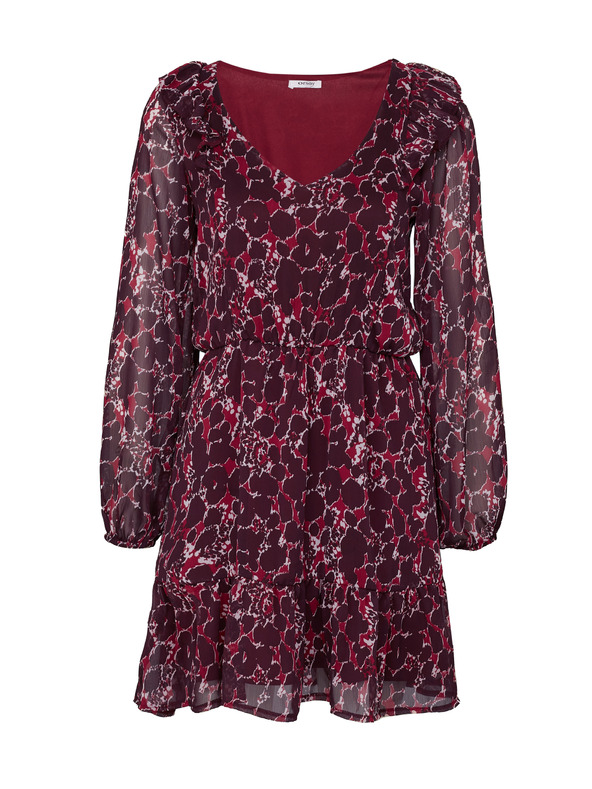 Orsay Vinsko rdeča ženska vzorčasta obleka ORSAY