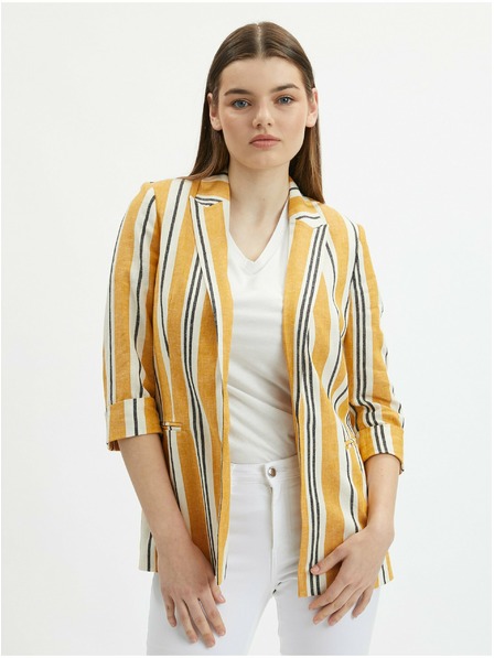 Orsay Oranžna ženska črtasta lanena jopica ORSAY