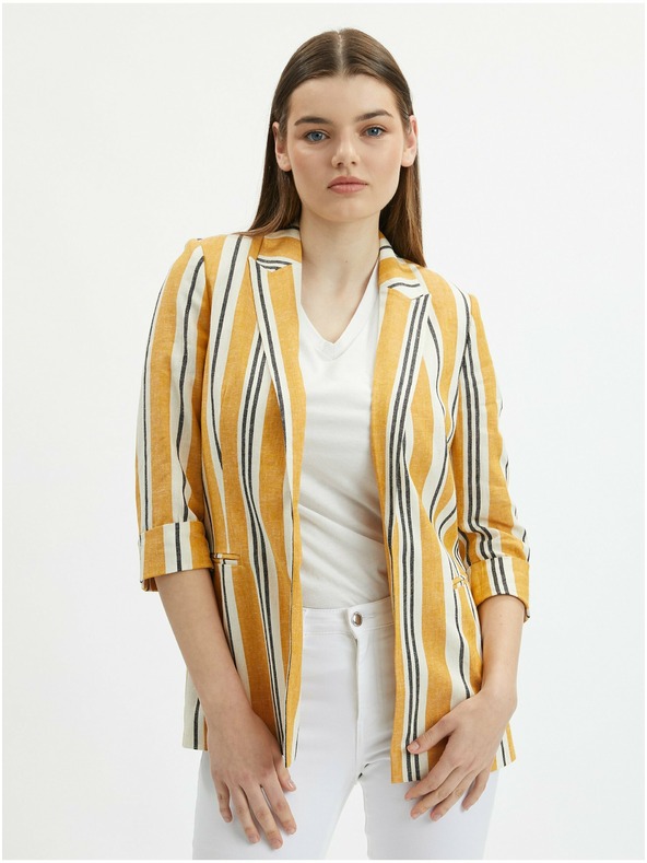 Orsay Oranžna ženska črtasta lanena jopica ORSAY