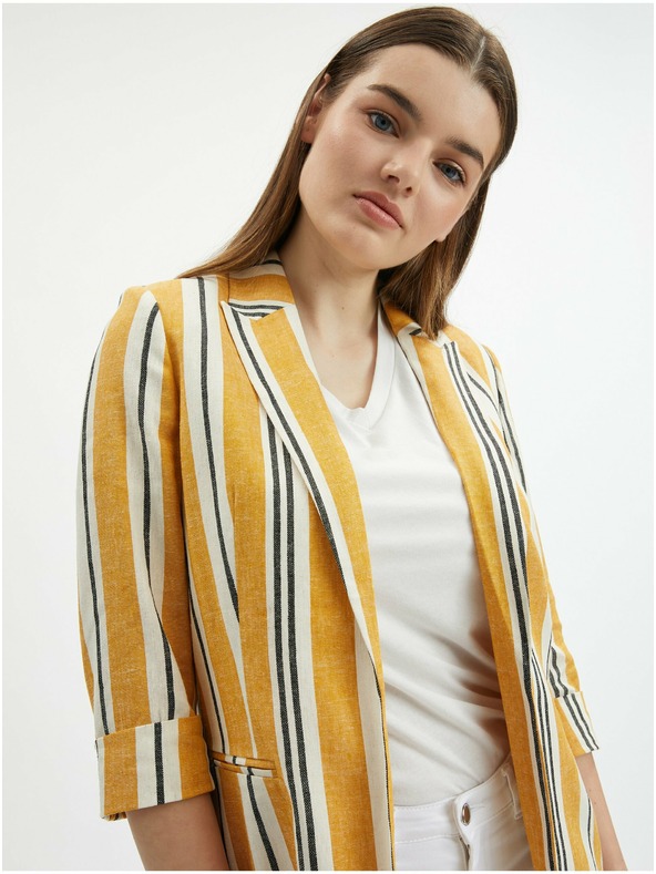 Orsay Oranžna ženska črtasta lanena jopica ORSAY