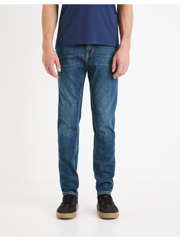 Celio Modre moške slim fit kavbojke Celio Gotapered