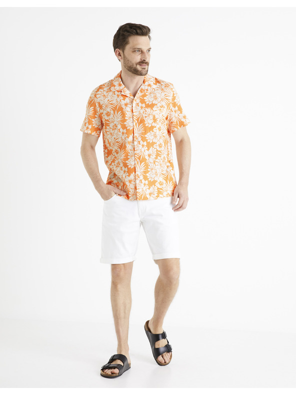 Celio Oranžna moška majica s cvetovi Celio Dafleuris