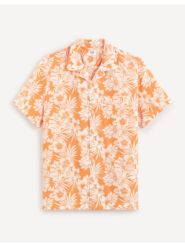Celio Oranžna moška majica s cvetovi Celio Dafleuris