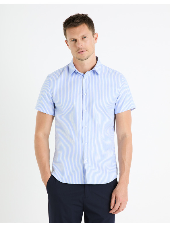 Celio Svetlo modra moška črtasta majica Celio Fasanuremc