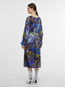 Orsay Modra ženska vzorčasta satenasta midi obleka ORSAY