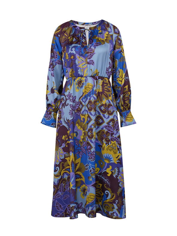 Orsay Modra ženska vzorčasta satenasta midi obleka ORSAY