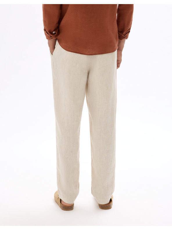 Celio Bež Moške lanene hlače Celio Dolinus