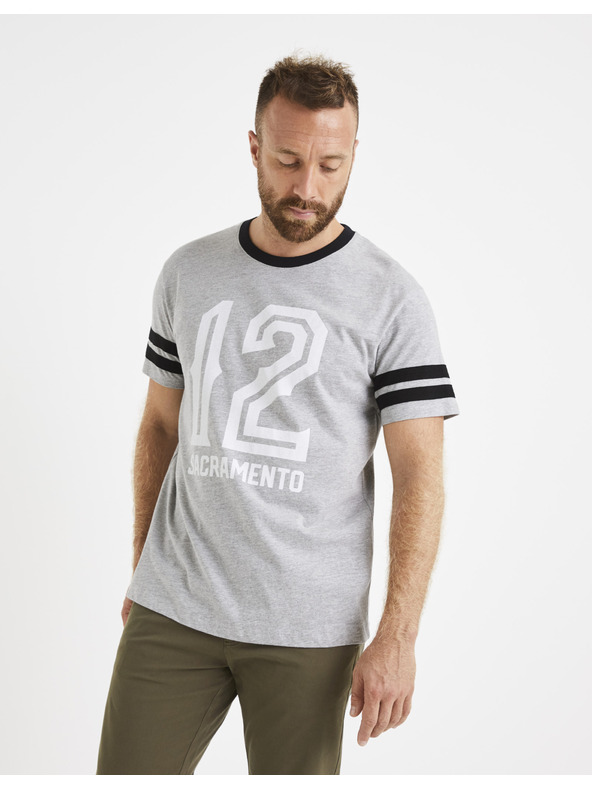 Celio Svetlo siva moška majica s potiskom Celio