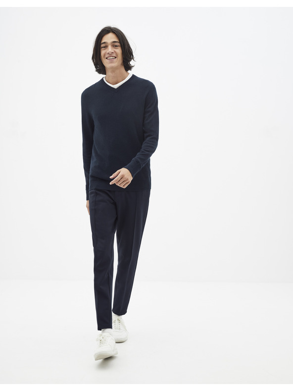 Celio Temno moder osnovni pulover Celio Sebase