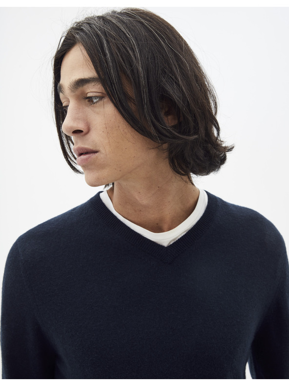 Celio Temno moder osnovni pulover Celio Sebase