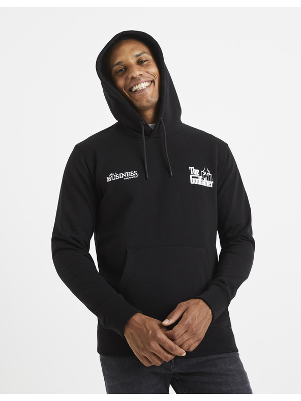 Celio Črna moška jopa s kapuco Celio Lvegodsw