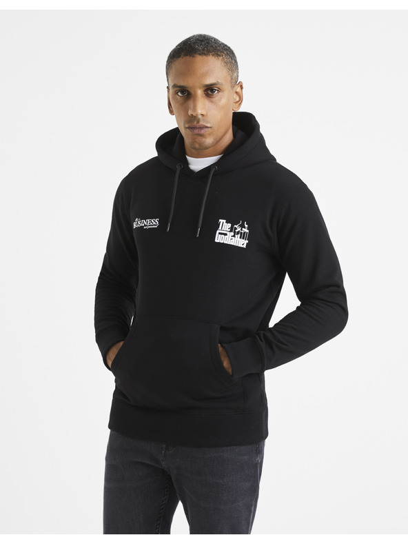 Celio Črna moška jopa s kapuco Celio Lvegodsw