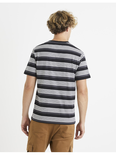Celio Črna črtasta osnovna majica Celio Veband