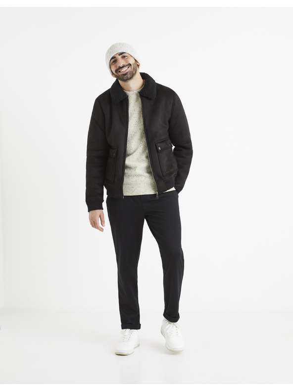 Celio Črna jakna iz umetnega krzna Celio Vutoronto