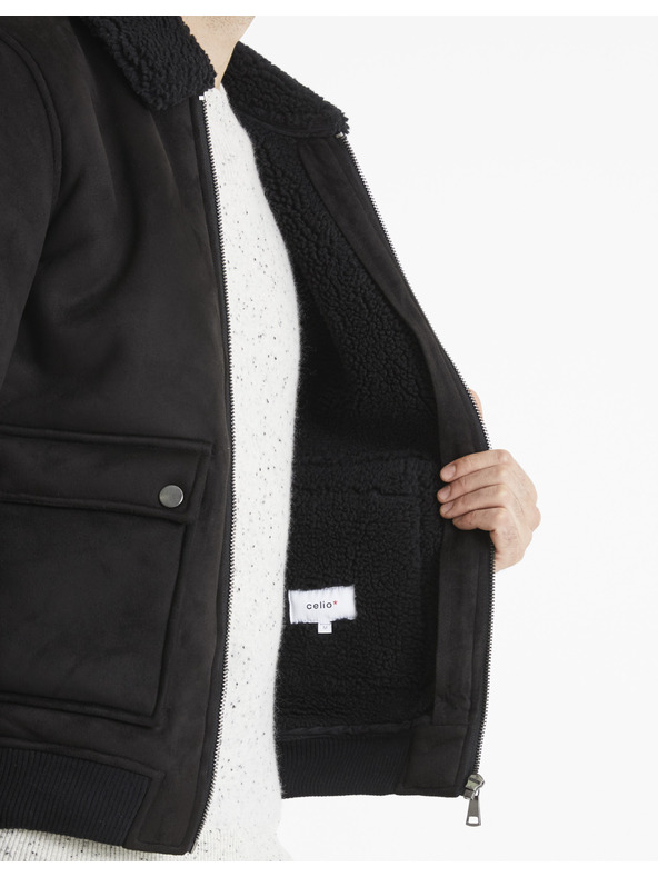 Celio Črna jakna iz umetnega krzna Celio Vutoronto