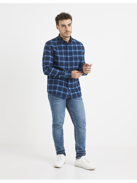 Celio Temno modra karirasta srajca Celio Vaflaca