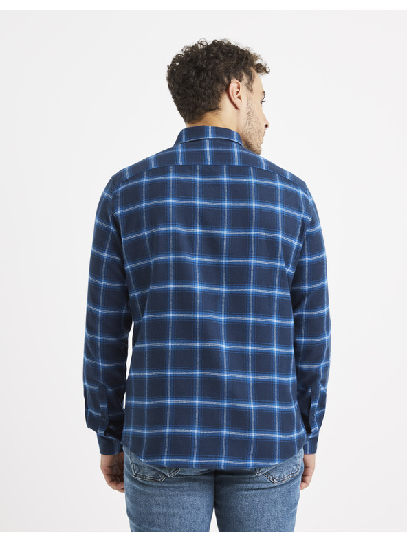 Celio Temno modra karirasta srajca Celio Vaflaca