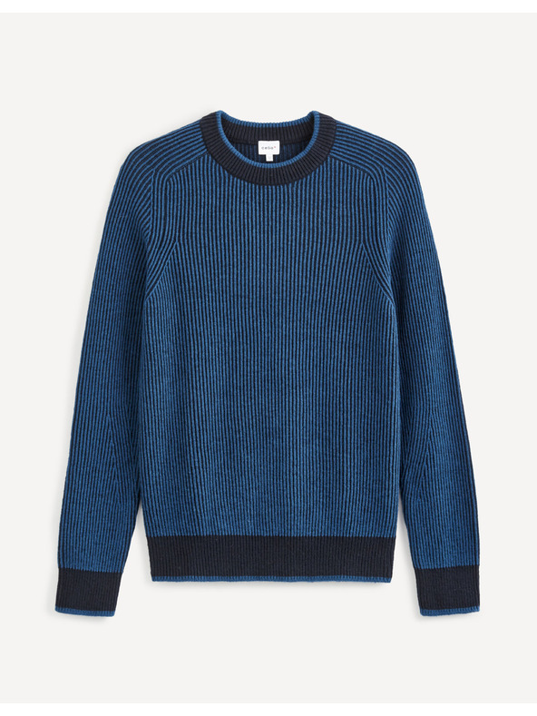 Celio Črno-modri moški pulover iz mešanice volne Celio