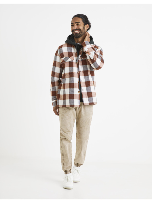 Celio Bež moške črtaste hlače Celio