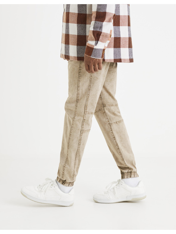 Celio Bež moške črtaste hlače Celio