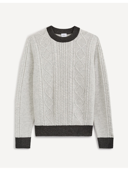 Celio Svetlo siv moški vzorčast pulover Celio