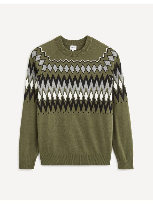 Celio Moški kaki vzorčeni pulover Celio Veryfair