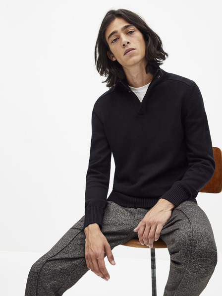 Celio Črn moški pulover s pokončnim ovratnikom Celio Serome