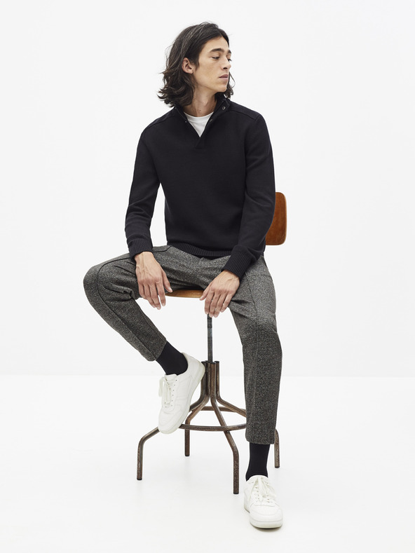 Celio Črn moški pulover s pokončnim ovratnikom Celio Serome