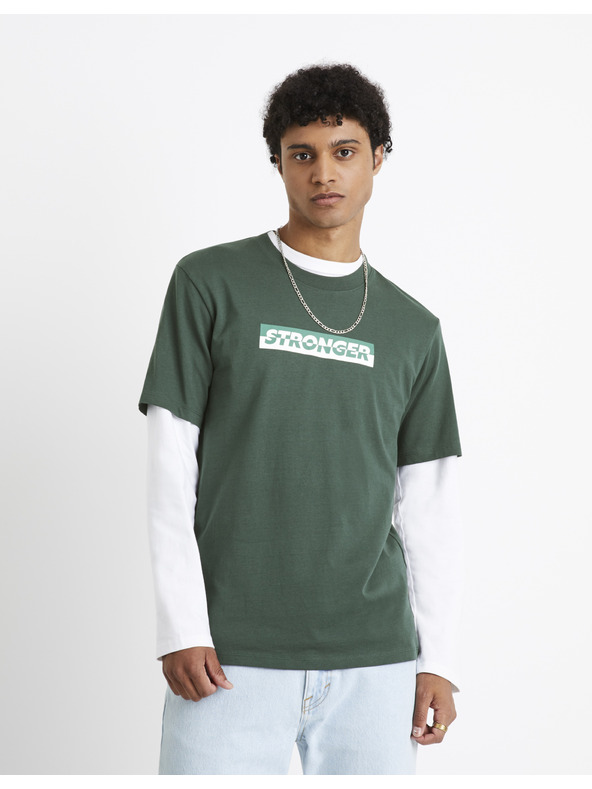 Celio Temno zelena moška majica Celio Cefasto