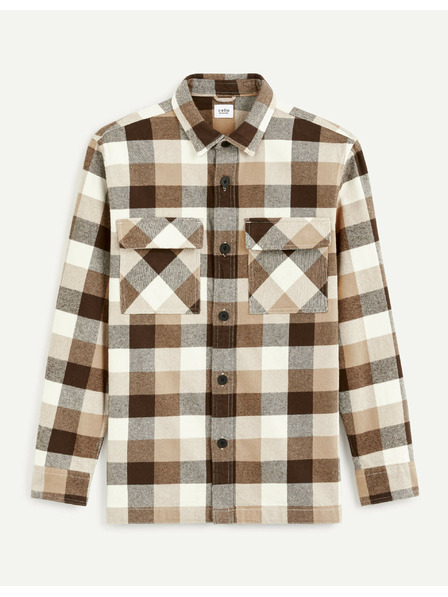 Celio Rjava moška karirasta srajca Celio Caochecky