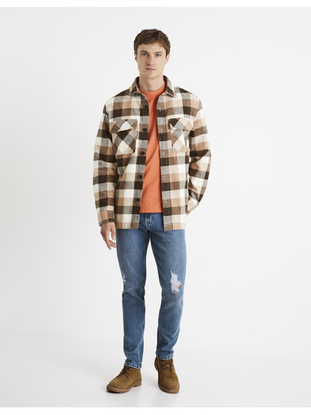 Celio Rjava moška karirasta srajca Celio Caochecky