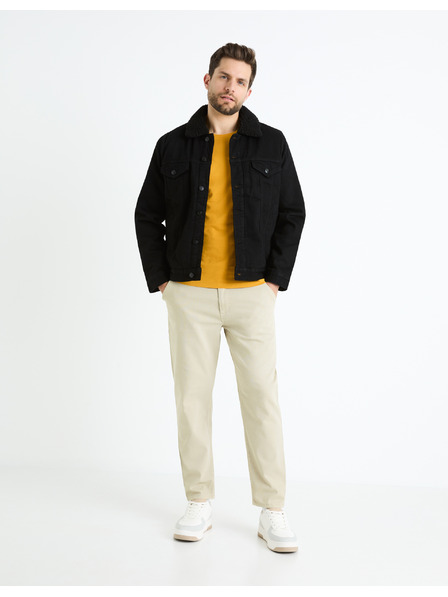 Celio Črna moška jakna iz džinsa s krznom Celio Cudensherp