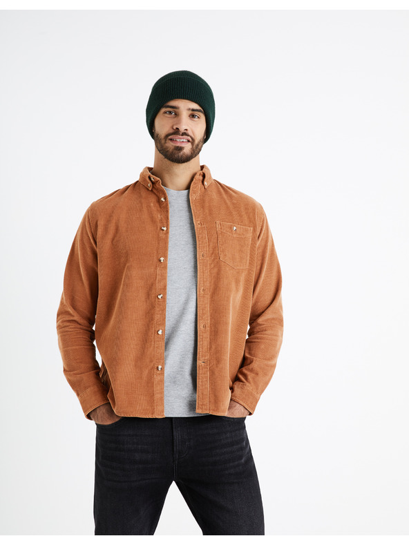 Celio Rjava moška srajca iz manšestra Celio Carduroys