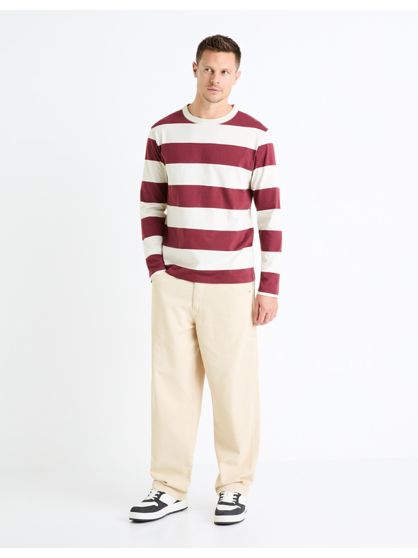 Celio Moška črtasta majica v bordo barvi Celio Fecond