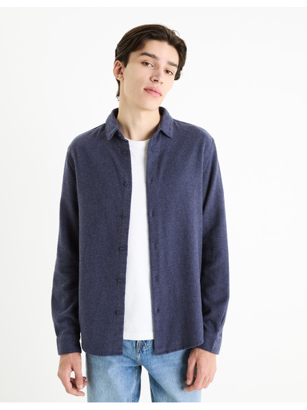 Celio Temno modra moška flanelna srajca Celio Fanel