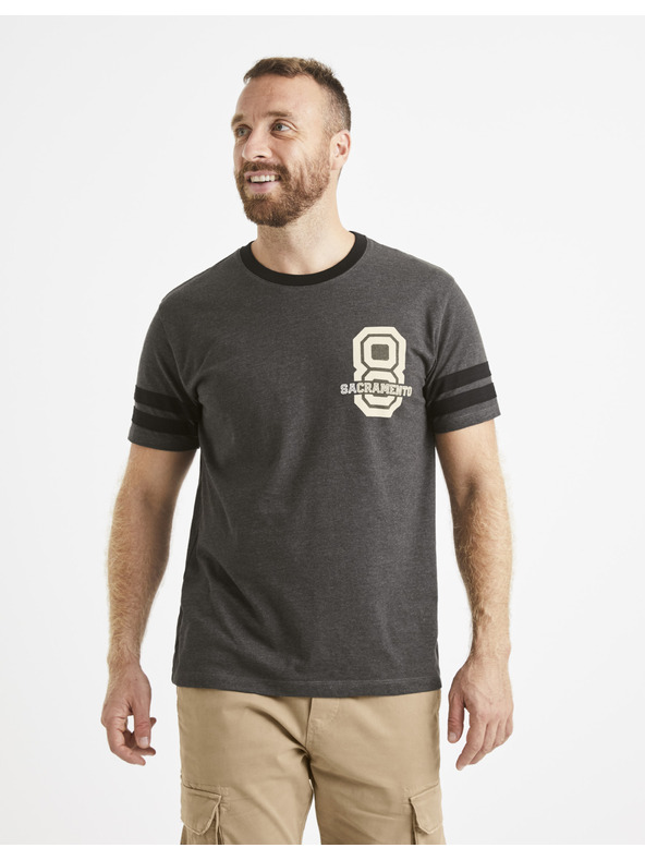 Celio Temno siva moška majica s potiskom Celio