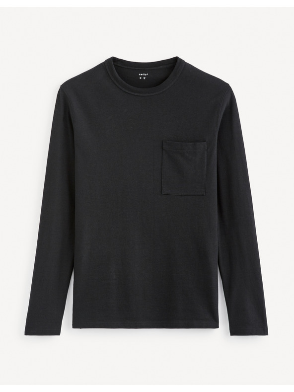 Celio Črna moška osnovna majica z žepi Celio