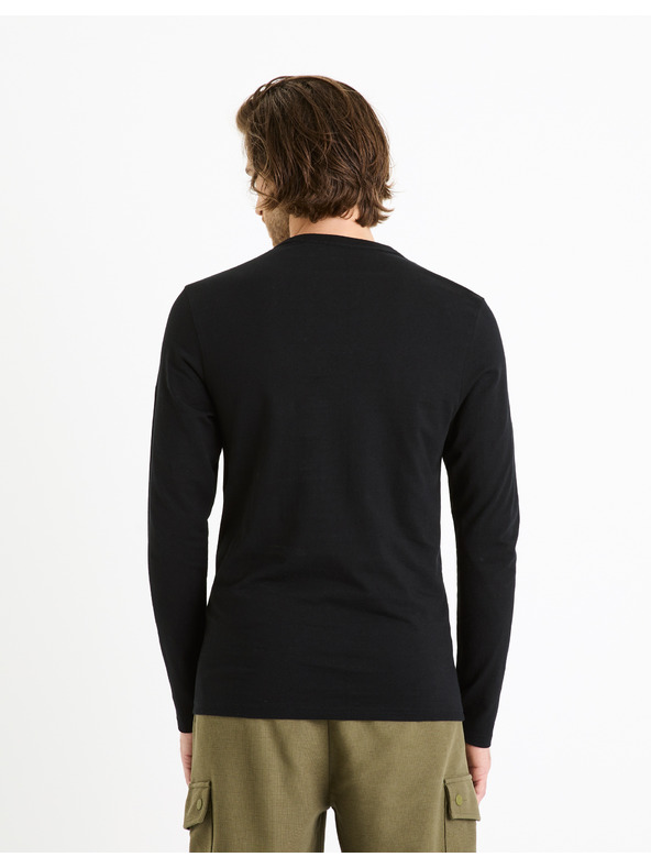 Celio Črna moška osnovna majica z žepi Celio