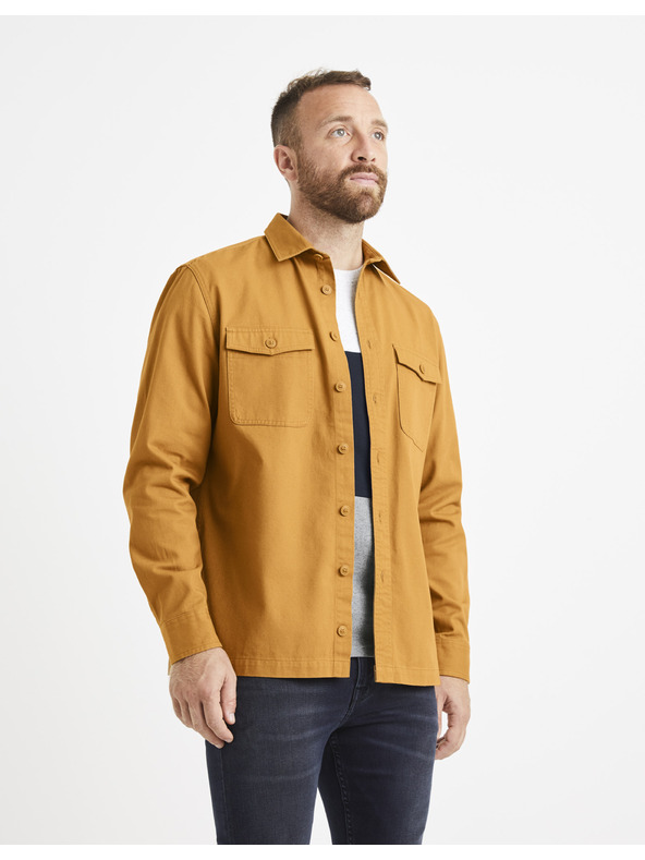 Celio Gorčična moška srajca z žepi Celio