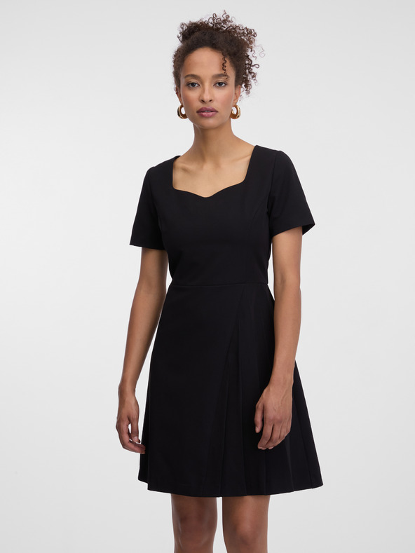 Orsay Črna ženska obleka do kolen ORSAY