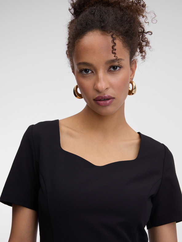 Orsay Črna ženska obleka do kolen ORSAY